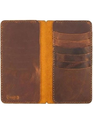 twingold Isminizin Baş Harflerine Özel Crazy Deri Uzun Cüzdan - Taba