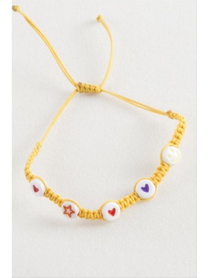 Zero Land Drnds Emoji Makrome Örgülü Bileklik - Kırmızı