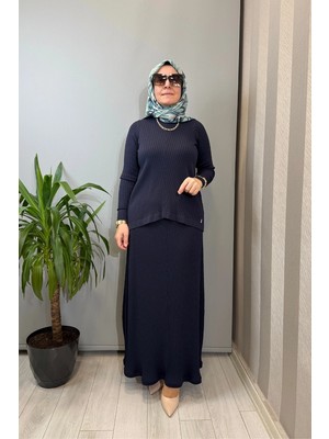 Miss Dalida Rahat Kesim Fitilli Triko Etek Takım Lacivert T26Y-6032 (T26Y-2023)