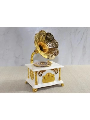 AyrStore Buğz Gramofon Müzik Kutusu Beyaz