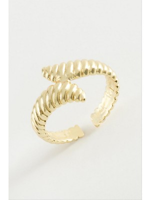 Zero Land Drnds Çizgili Metal Yüzük - Gümüş Rengi