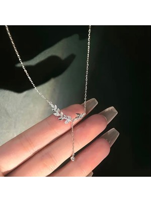 Genel Kristal Taşlı Buğday Tasarımı Kolye – Zarif ve Şık Kolye