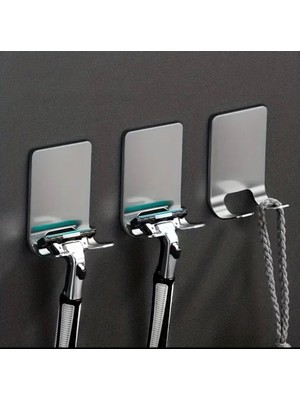 Genel Paslanmaz Çelik Tıraş Makinesi Tutucu - Yapışkanlı Banyo Askısı