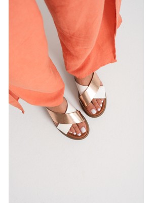 Alfaze Hakiki Deri Günlük Rahat Şık Yazlık Terlik