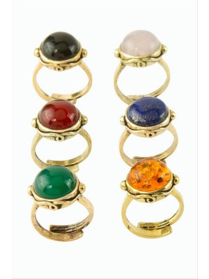 Zero Land Drnds Yuvarlak Doğaltaşlı Otk Yüzük - Yeşil Akik