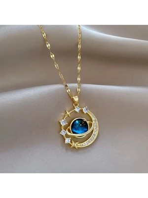 Genel Şık Paslanmaz Çelik Gezegeni ve Yıldızları Temsili Kolye