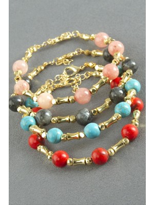 Zero Land Drnds Ceyt Taşlı Metal Bileklik - Su Yeşili