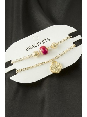 Zero Land Drnds 2 Adet Kalp Tr Zincir Bileklik - Kırmızı