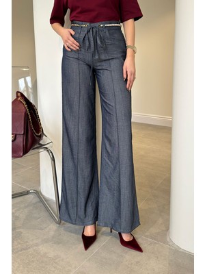 Magarde Zincirli Tensel Bol Paça Jean- Lacivert