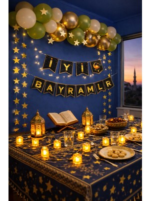 Okavango “3 Metre Led”, “iyi Bayramlar” Ramazan Süslemesi, Ramazan Hediyesi, Ramazan Bayramı Oda Mekan Süsleme Banner