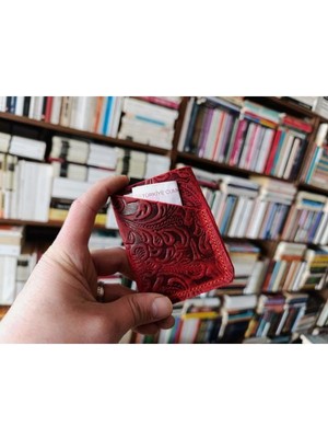 Mahfuz Hakiki Deri Tamamen El Emeği Minimalist Cüzdan Kartlık 9,5x7 cm  NLU387