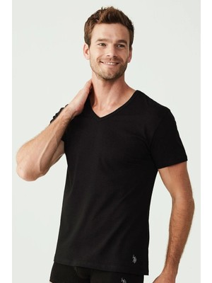 Erkek Battal Beden V Yaka Kısa Kollu %100 Pamuklu 2'li Paket Tshirt Atlet 90001