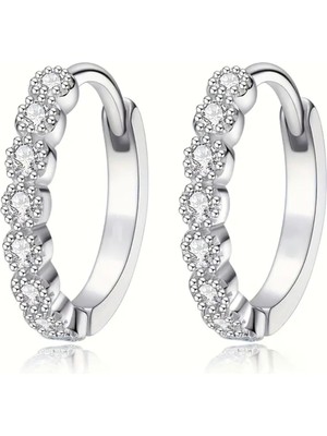 Genel Zirkon Taşlı Gümüş Kaplama Küpe - Şık, Zarif ve Lüks Görünüm