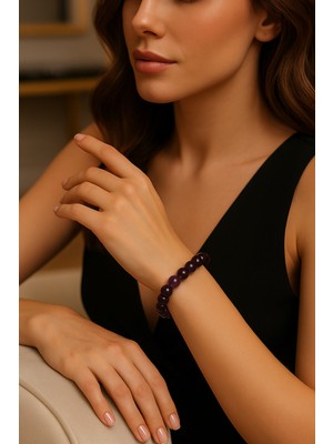 Genel Mor Akik Doğal Taş Bileklik – El Yapımı, Enerji Dengeleyici, Şık ve Zarif Tasarım