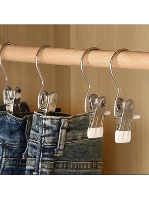 Genel 5’li Paslanmaz Çelik Metal Pantolon Askısı Klipsli – Çok Amaçlı Giysi Askısı