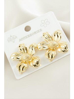 Zero Land Drnds Papatya Metal Küpe - Gümüş Rengi