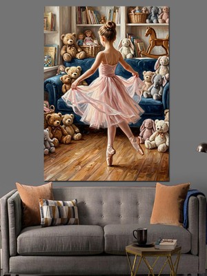 Tablomega Odasında Dans Eden Küçük Balerin Dekoratif Kanvas - Mdf Ahşap Tablo