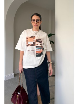 Magarde Premium Yeni Sezon Baskılı T-Shirt- Ekru