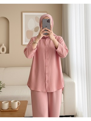 Modamorfo Arkası Uzun Düğmeli Poplin Gömlek -Yavruağzı