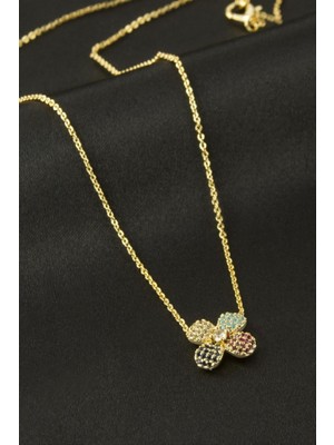 Zero Land Drnds Papatya Zirkon Taşlı Kolye - Gümüş Rengi