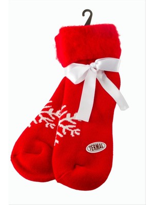 Zero Land Drnds Kartanesi Yılbaşı Termal Çorap - Kırmızı