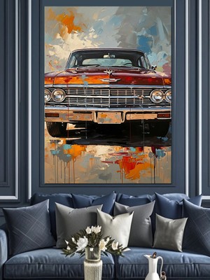 Tablomega Yola Çıkmaya Hazır Klasik Araba Dekoratif Kanvas - Mdf Ahşap Tablo