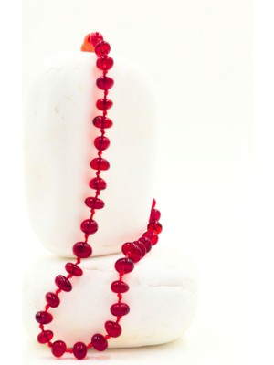 Silver'sy Kırmızı Damla Kehribar Diş Çıkarma Bebek Kolyesi, 0-4 Yaş 31-33 Cm(Diş-Genel Sağlık) (5-5,3 Gram)