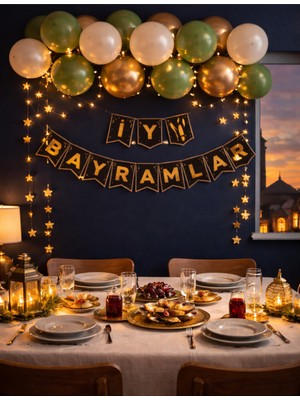 Okavango “3 Metre Led”, “iyi Bayramlar” Ramazan Süslemesi, Ramazan Hediyesi, Ramazan Bayramı Oda Mekan Süsleme Banner