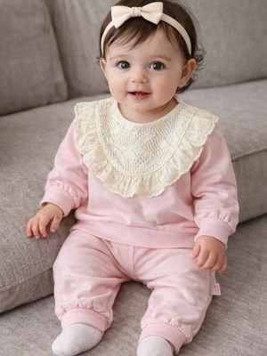 Saye Kids Dantel Yaka Kız Bebek Takım