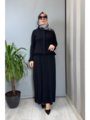Miss Dalida Ajur Detaylı Hırka Elbise Takım Siyah T26Y-0004