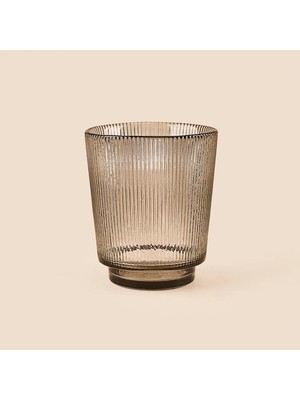 Matmel Deco Çizgili Bardak Mumluk - Füme - 11 cm