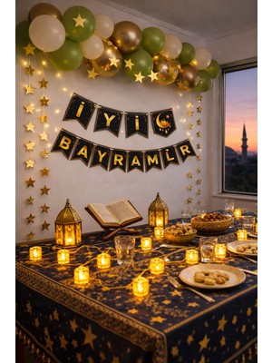 Okavango “3 Metre Led”, “iyi Bayramlar” Ramazan Süslemesi, Ramazan Hediyesi, Ramazan Bayramı Oda Mekan Süsleme Banner