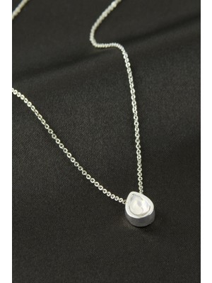 Zero Land Drnds Kalp Taşlı Kolye - Gümüş Rengi