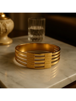 Genel Altın Renkli Kaburga Model Kadın Bilezik – Şık ve Zarif Tasarım, Lüks Görünüm