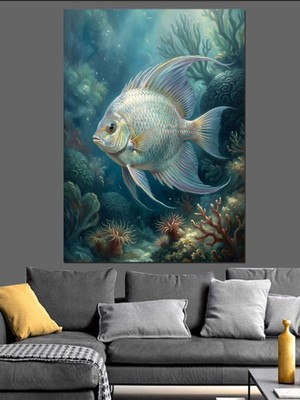 Artmeg Su Altında Renkli Tropik Balık Dekoratif Kanvas - Mdf Ahşap Tablo