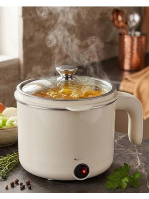 Calperia Çok Amaçlı Elektrikli Pişirici 1 Litre Mini Elektrikli Tencere Buharda Pişirme Özellikli