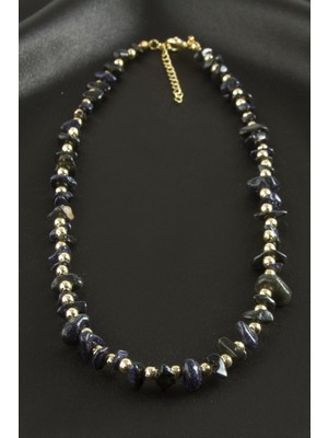 Zero Land Drnds Lacivert Yıldız Kırık Doğaltaş Kolye - Lacivert