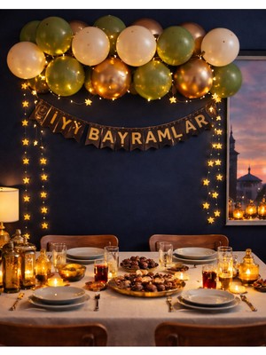 Okavango “3 Metre Led”, “iyi Bayramlar” Ramazan Süslemesi, Ramazan Hediyesi, Ramazan Bayramı Oda Mekan Süsleme Banner