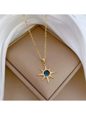 Genel Mavi Zirkonyalı Paslanmaz Çelik Yıldız Kolye - Şıklığın ve Zarafetin Simgesi