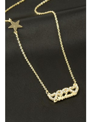 Zero Land Drnds Aşkım Yazılı Kalp Sonsuzluk Şans Kolye - Sarı