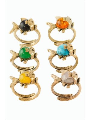 Zero Land Drnds Balık Doğaltaşlı Otk Yüzük - Turkuaz