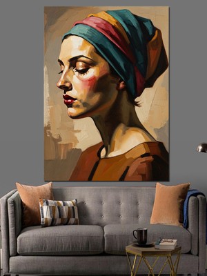 Artmeg Inci Küpeli Kız Modern Yorumu Dekoratif Kanvas - Mdf Ahşap Tablo