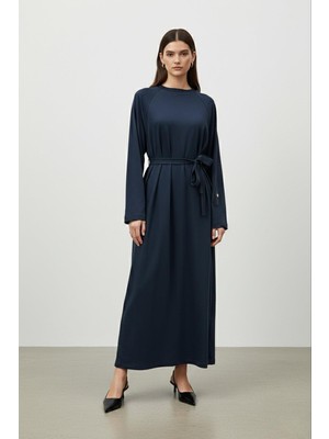 Puane Kadın Kuşak Detaylı Rahat Kesim Uzun Elbise 12671