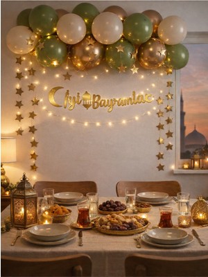 Okavango “3 Metre Led”, “iyi Bayramlar” Ramazan Süslemesi, Ramazan Hediyesi, Ramazan Bayramı Oda Mekan Süsleme Banner