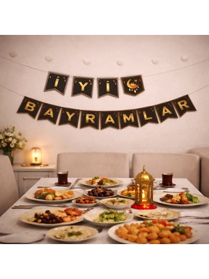Pairla “3 Metre Led”, “iyi Bayramlar” Ramazan Süslemesi, Ramazan Hediyesi, Ramazan Bayramı Oda Mekan Süsleme Banner