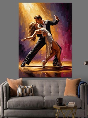 Tablomega Tutkuyla Dans Eden Klasik Çift Dekoratif Kanvas - Mdf Ahşap Tablo