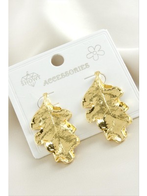 Zero Land Drnds Yaprak Metal Küpe - Gümüş Rengi