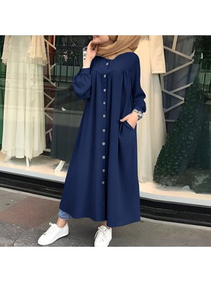 Keten Günlük Yazlık Tasarım Gömlek Kadın Elbise Büzgülü