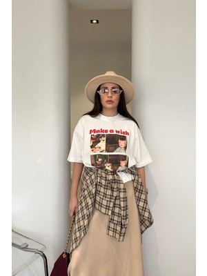 Magarde Premium Yeni Sezon Baskılı T-Shirt- Ekru