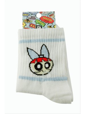 Zero Land Drnds Çizgi Film Karakteri Kolej Çorap 8*28 - Beyaz